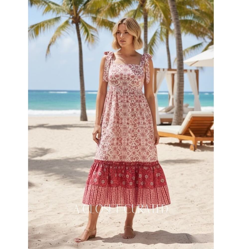 Cara Cara Campbell Maxi Dress Medium Red NEW